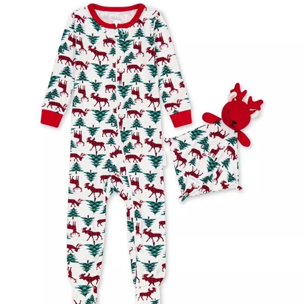 Max and Olivia Baby Boys Footed Sleeper Pajamas & Matching Blankie Set Size 18M